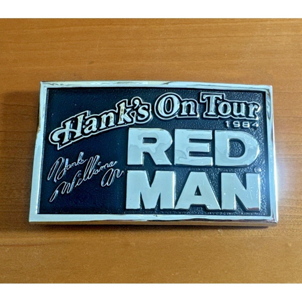 Hank Williams Jr. 1984 Hank's On Tour Red Man Tobacco Vintage Belt Buckle